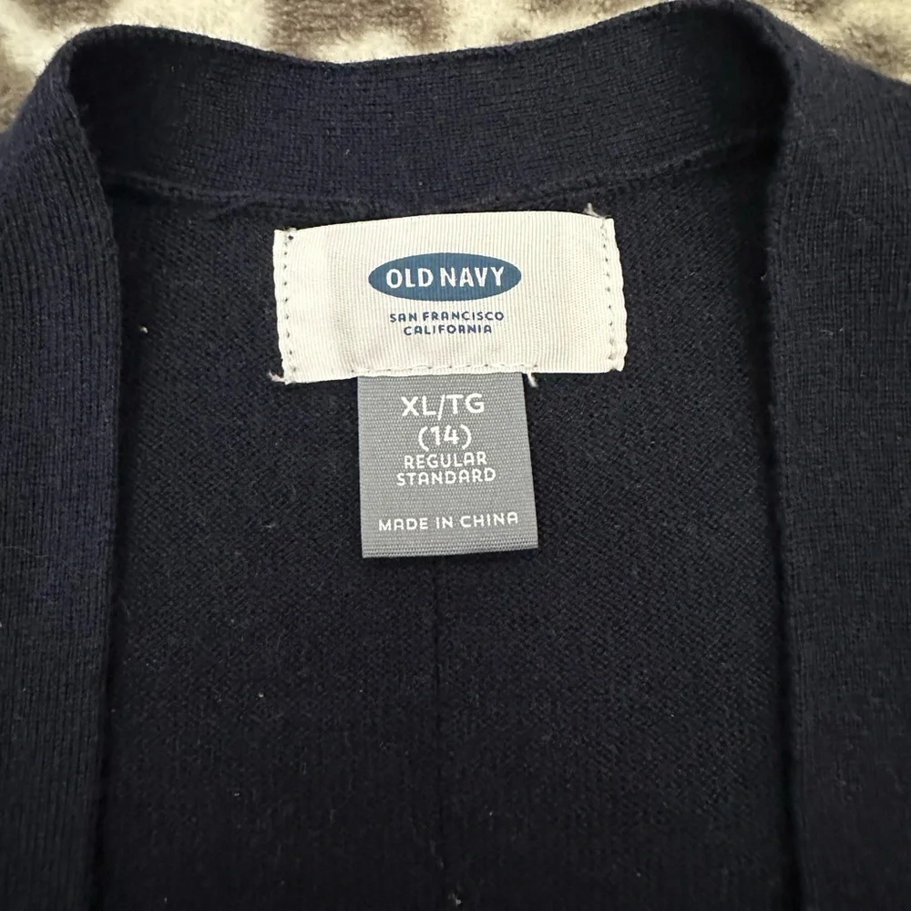 Old Navy Open Front Cardigan Sweater in Navy Blue Size XL 14 Girls